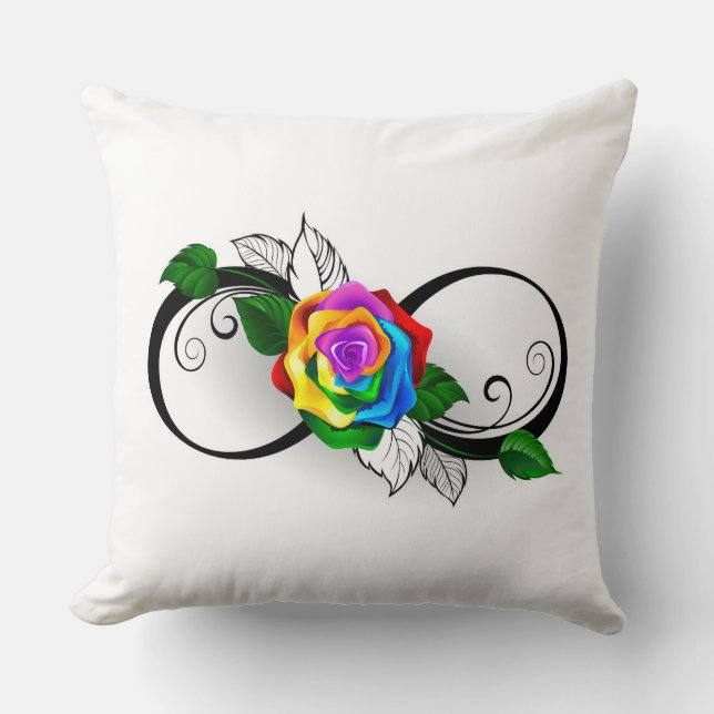 Unendlichkeitssymbol mit Rainbow-Rose Kissen (Vorderseite)