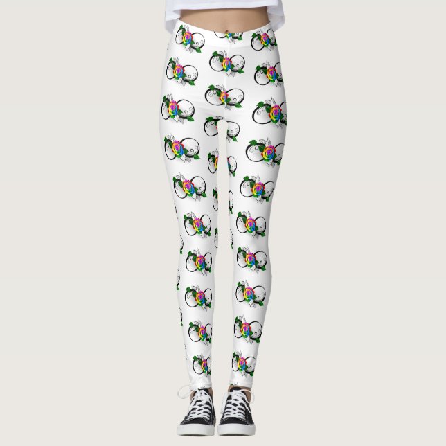 Unendlichkeitssymbol mit Rainbow-Rose Leggings (Vorderseite)