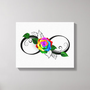 Unendlichkeitssymbol mit Rainbow-Rose Leinwanddruck