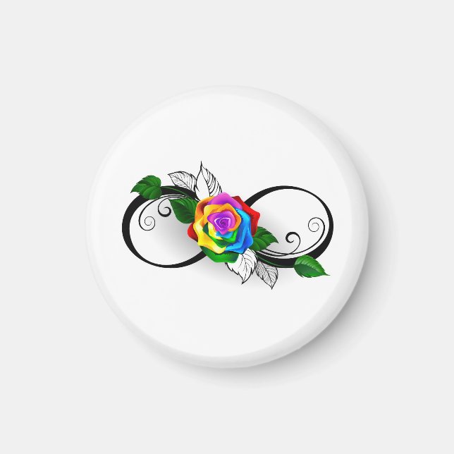 Unendlichkeitssymbol mit Rainbow-Rose Magnet (Vorne)