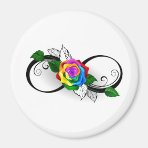 Unendlichkeitssymbol mit Rainbow-Rose Magnet