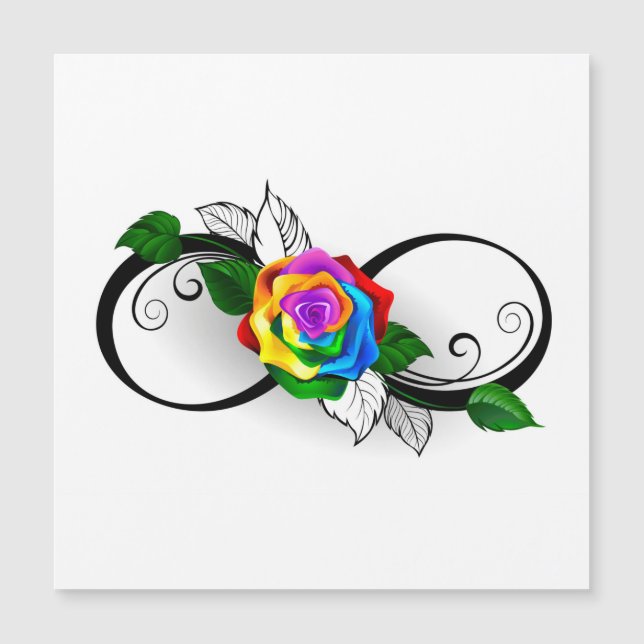 Unendlichkeitssymbol mit Rainbow-Rose Magnetkarte (Vorderseite)