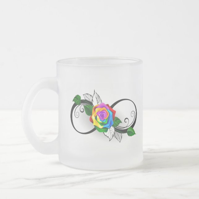 Unendlichkeitssymbol mit Rainbow-Rose Mattglastasse (Links)
