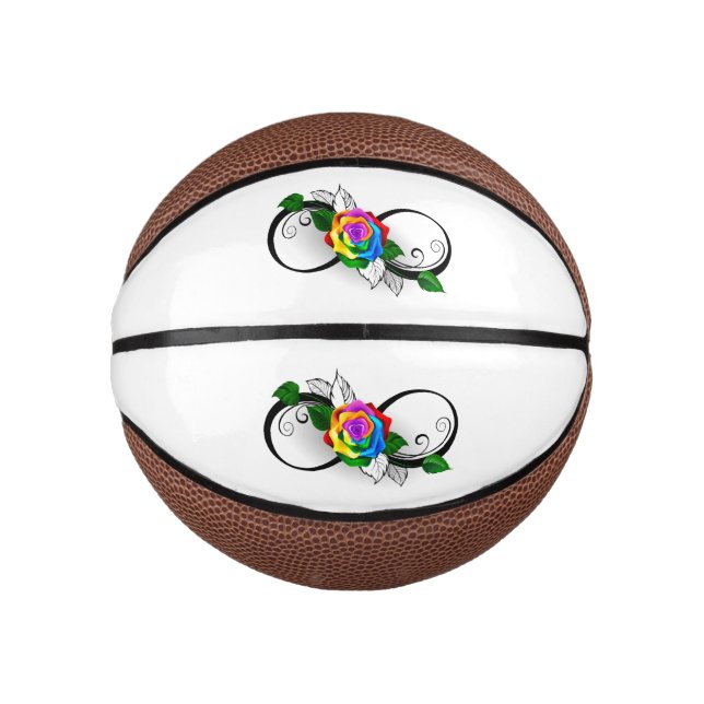 Unendlichkeitssymbol mit Rainbow-Rose Mini Basketball (Vorderseite)
