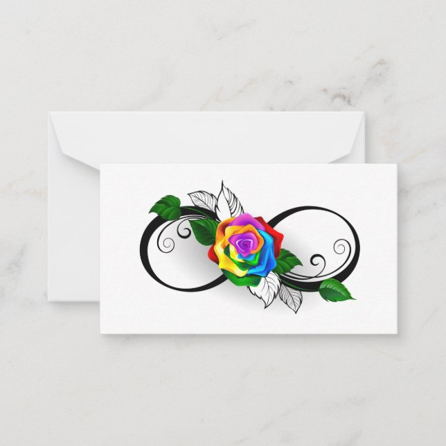 Unendlichkeitssymbol mit Rainbow-Rose Mitteilungskarte (Vorderseite)
