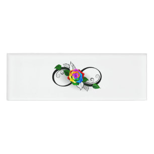 Unendlichkeitssymbol mit Rainbow-Rose Namenschild