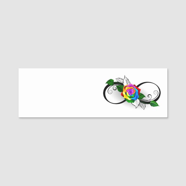 Unendlichkeitssymbol mit Rainbow-Rose Namensschild (Vorderseite)