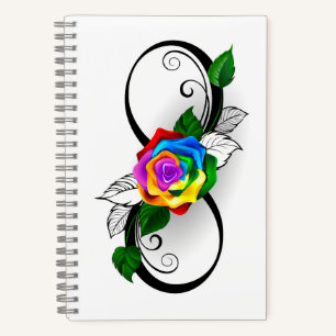 Unendlichkeitssymbol mit Rainbow-Rose Notizbuch
