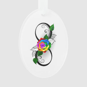 Unendlichkeitssymbol mit Rainbow-Rose Ornament