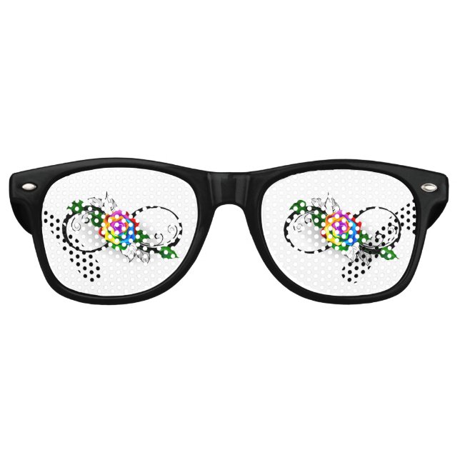 Unendlichkeitssymbol mit Rainbow-Rose Partybrille (Vorderseite)