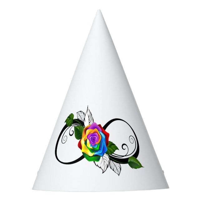Unendlichkeitssymbol mit Rainbow-Rose Partyhütchen (Vorderseite)