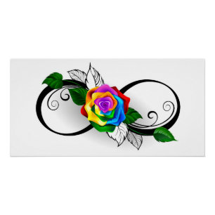 Unendlichkeitssymbol mit Rainbow-Rose Poster
