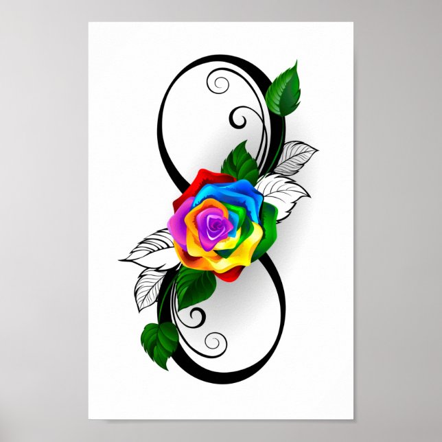 Unendlichkeitssymbol mit Rainbow-Rose Poster (Vorne)