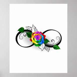 Unendlichkeitssymbol mit Rainbow-Rose Poster