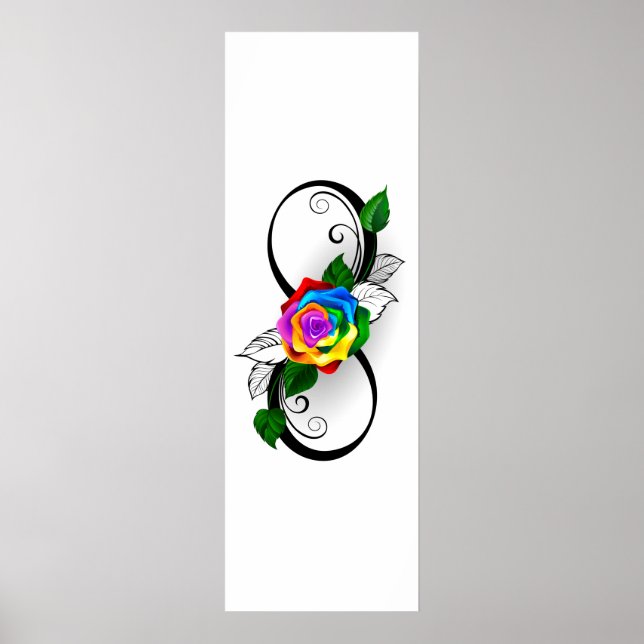 Unendlichkeitssymbol mit Rainbow-Rose Poster (Vorne)