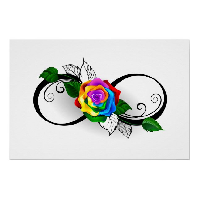 Unendlichkeitssymbol mit Rainbow-Rose Poster (Vorderseite)