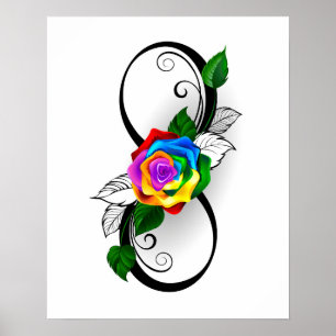 Unendlichkeitssymbol mit Rainbow-Rose Poster