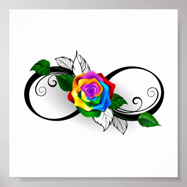 Unendlichkeitssymbol mit Rainbow-Rose Poster (Vorne)