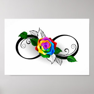Unendlichkeitssymbol mit Rainbow-Rose Poster
