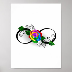 Unendlichkeitssymbol mit Rainbow-Rose Poster