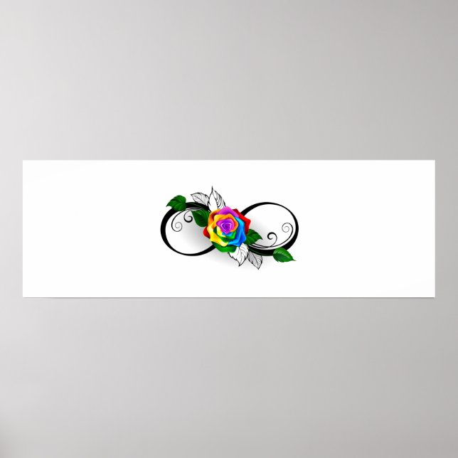 Unendlichkeitssymbol mit Rainbow-Rose Poster (Vorne)