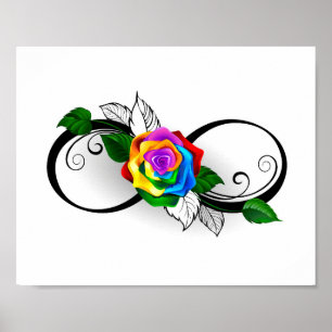 Unendlichkeitssymbol mit Rainbow-Rose Poster