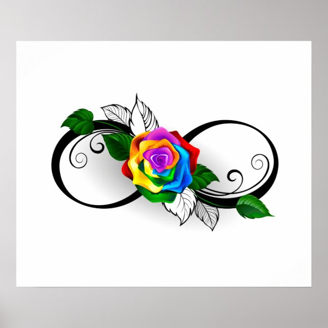 Unendlichkeitssymbol mit Rainbow-Rose Poster (Vorne)