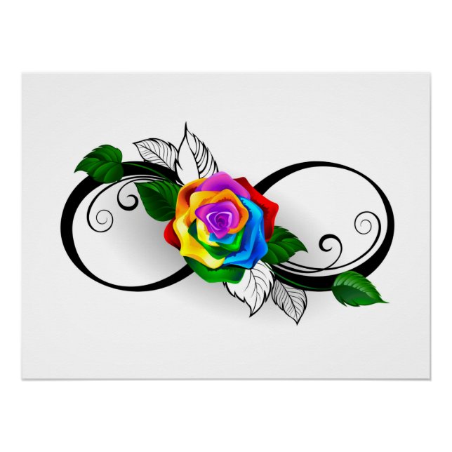 Unendlichkeitssymbol mit Rainbow-Rose Poster (Vorderseite)
