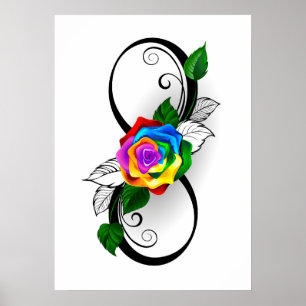Unendlichkeitssymbol mit Rainbow-Rose Poster