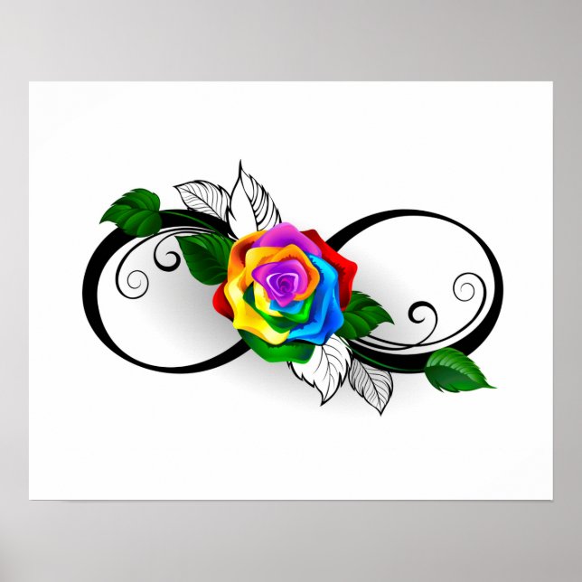 Unendlichkeitssymbol mit Rainbow-Rose Poster (Vorne)