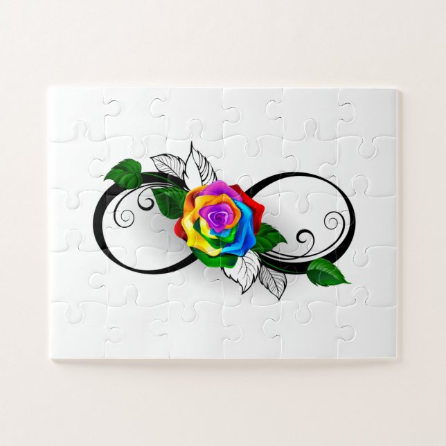 Unendlichkeitssymbol mit Rainbow-Rose Puzzle (Horizontal)