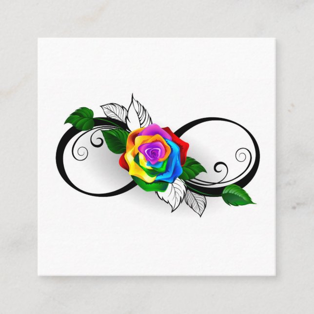 Unendlichkeitssymbol mit Rainbow-Rose Rabattkarte (Vorderseite)