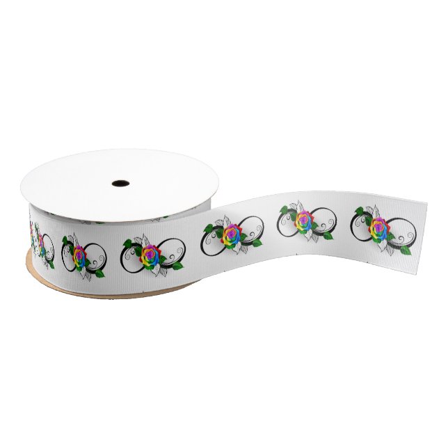 Unendlichkeitssymbol mit Rainbow-Rose Ripsband (Spule)