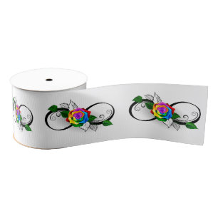 Unendlichkeitssymbol mit Rainbow-Rose Ripsband