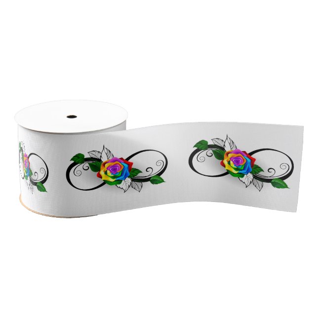 Unendlichkeitssymbol mit Rainbow-Rose Ripsband (Spule)