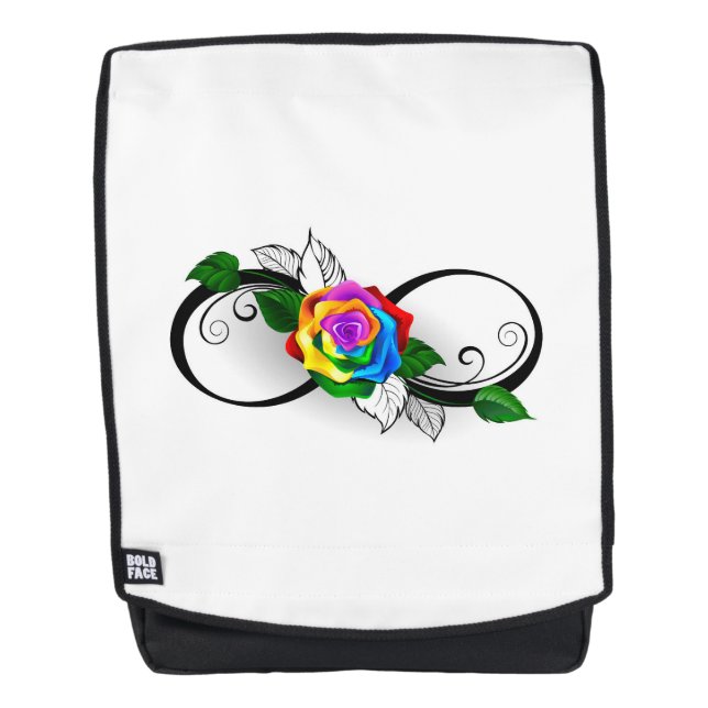 Unendlichkeitssymbol mit Rainbow-Rose Rucksack (Vorderseite)