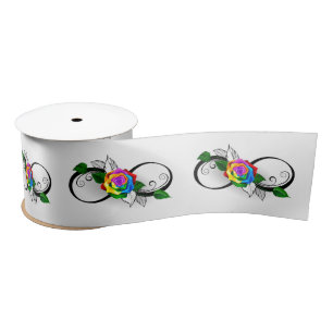 Unendlichkeitssymbol mit Rainbow-Rose Satinband