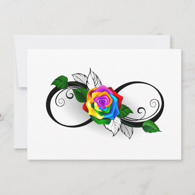 Unendlichkeitssymbol mit Rainbow-Rose Save The Date (Vorderseite)