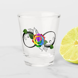 Unendlichkeitssymbol mit Rainbow-Rose Schnapsglas