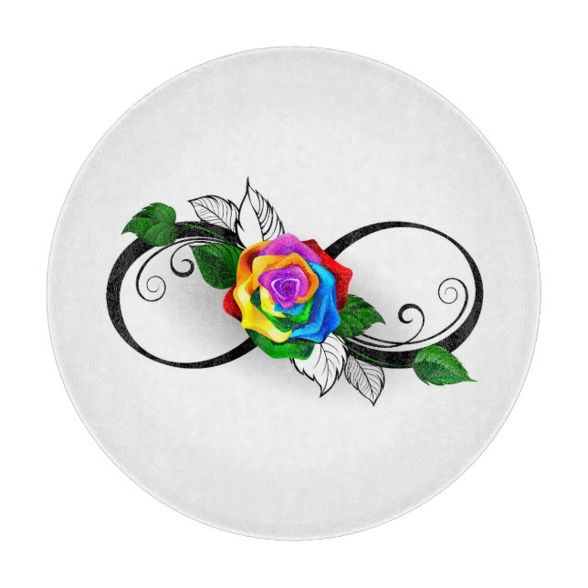 Unendlichkeitssymbol mit Rainbow-Rose Schneidebrett (Vorderseite)