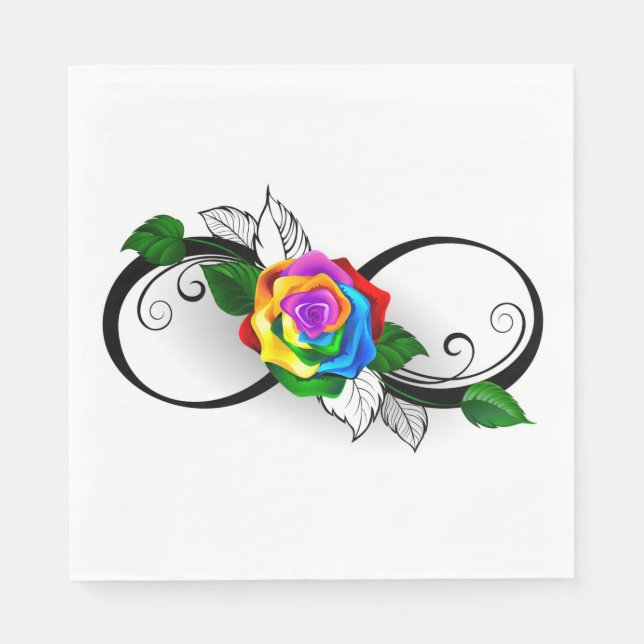 Unendlichkeitssymbol mit Rainbow-Rose Serviette (Vorderseite)