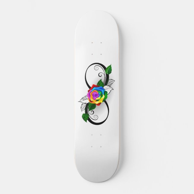 Unendlichkeitssymbol mit Rainbow-Rose Skateboard (Vorderseite)