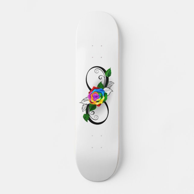 Unendlichkeitssymbol mit Rainbow-Rose Skateboard (Vorderseite)