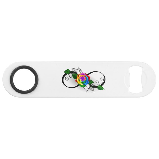 Unendlichkeitssymbol mit Rainbow-Rose Speed Flaschenöffner (Vorderseite (Horizontal))