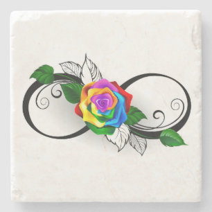 Unendlichkeitssymbol mit Rainbow-Rose Steinuntersetzer