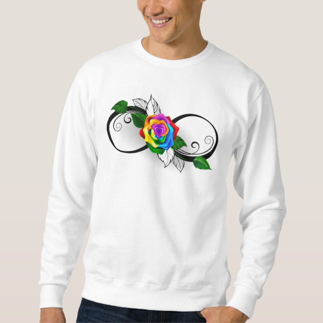 Unendlichkeitssymbol mit Rainbow-Rose Sweatshirt (Vorderseite)