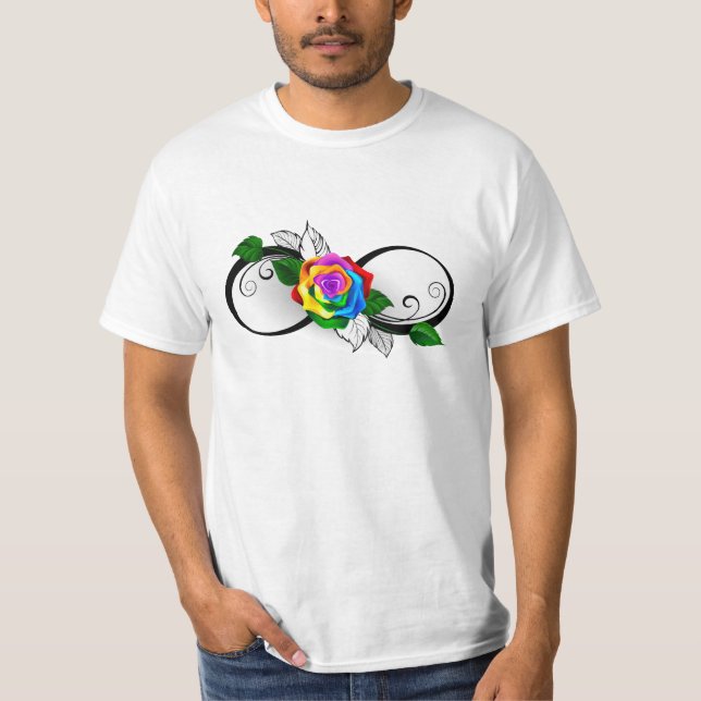 Unendlichkeitssymbol mit Rainbow-Rose T-Shirt (Vorderseite)