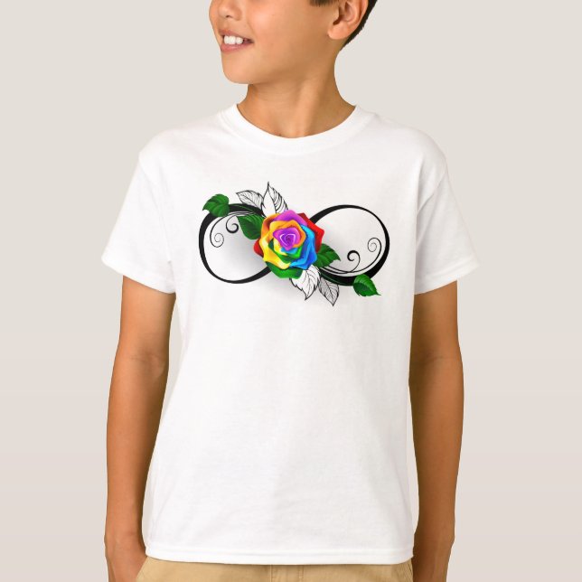 Unendlichkeitssymbol mit Rainbow-Rose T-Shirt (Vorderseite)