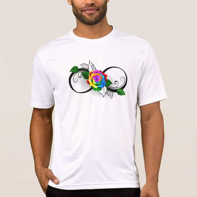 Unendlichkeitssymbol mit Rainbow-Rose T-Shirt (Vorderseite)