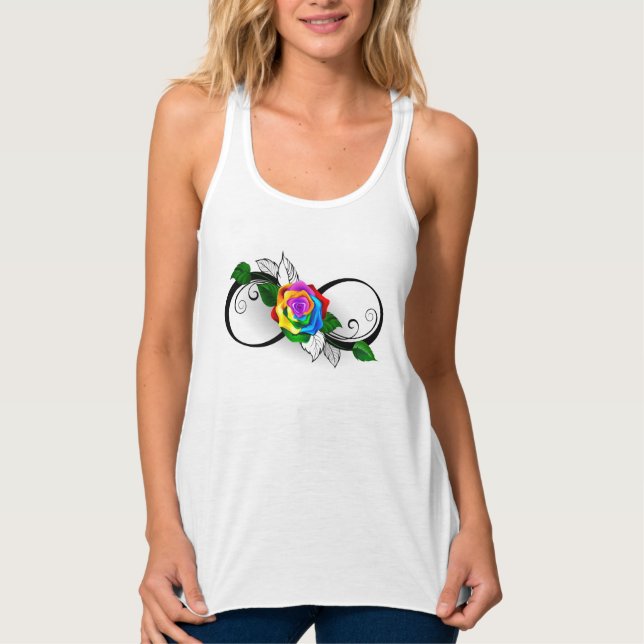 Unendlichkeitssymbol mit Rainbow-Rose Tank Top (Vorderseite)